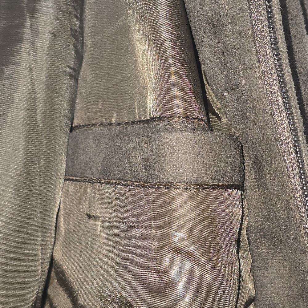 EA Collection Italy Style Men's Dark Brown Zip-up Suede Jacket, Sz XL (PTP 23") - Picture 6 of 7